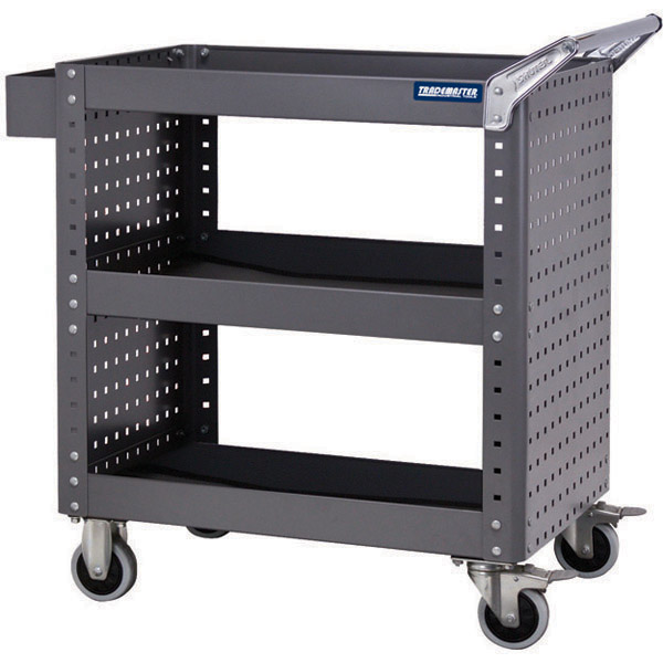 TRADEMASTER TOOL CART 3 SHELF WITH SIDE PANELS 873 W X 500 D X 880 H